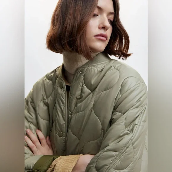 Mango MNG satin quilted padded blogger favorite puffer jacket water repellent - Picture 6 of 9